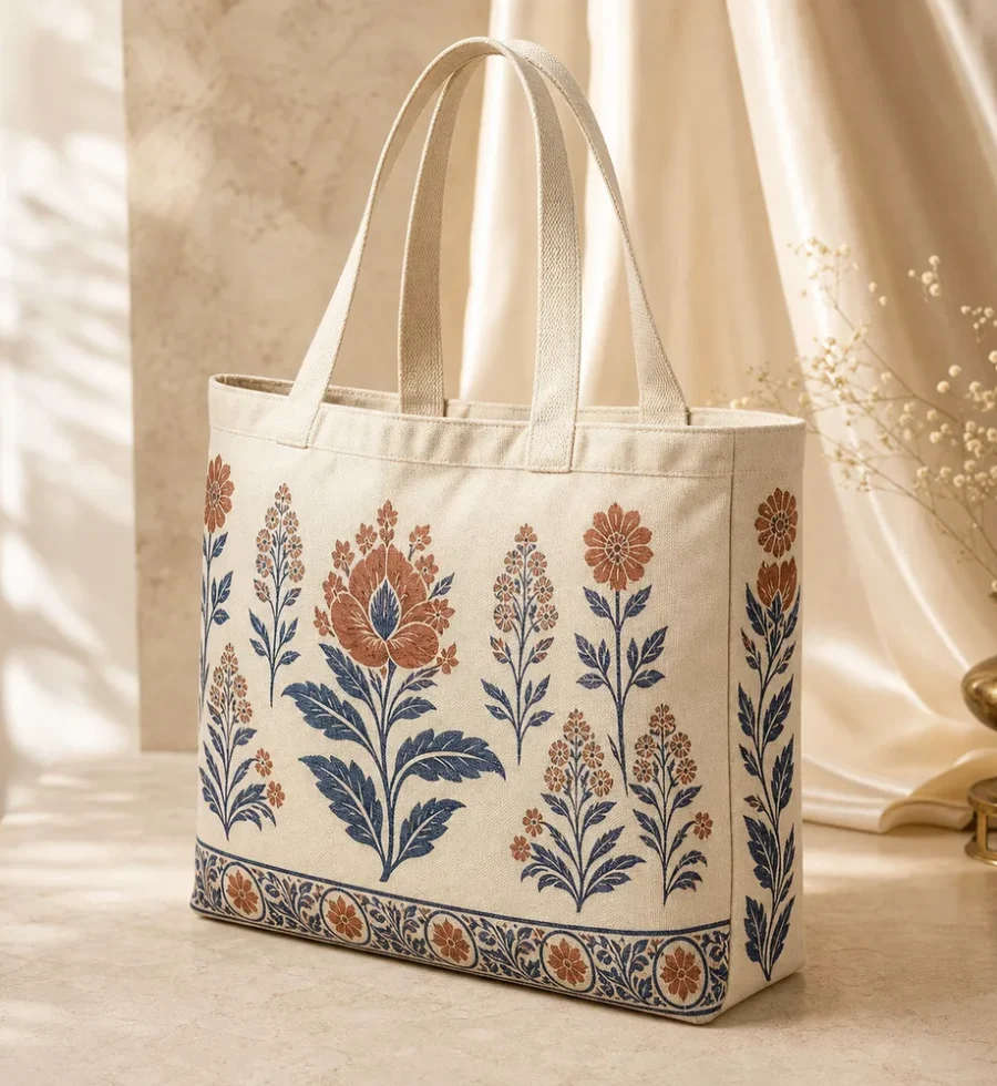 Terracotta Indigo Block Print Tote