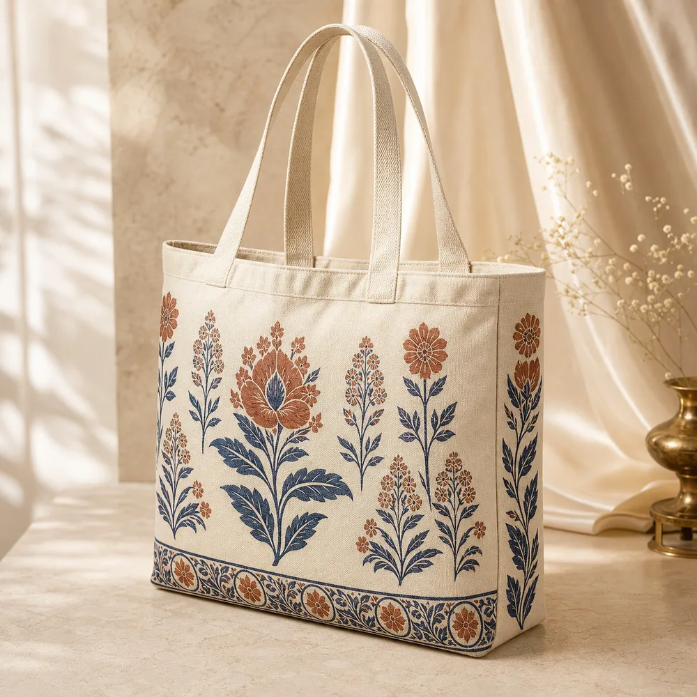 Terracotta Indigo Block Print Tote
