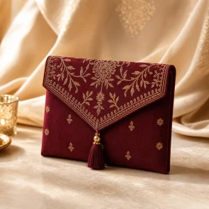 Maroon Zari Festive Purse